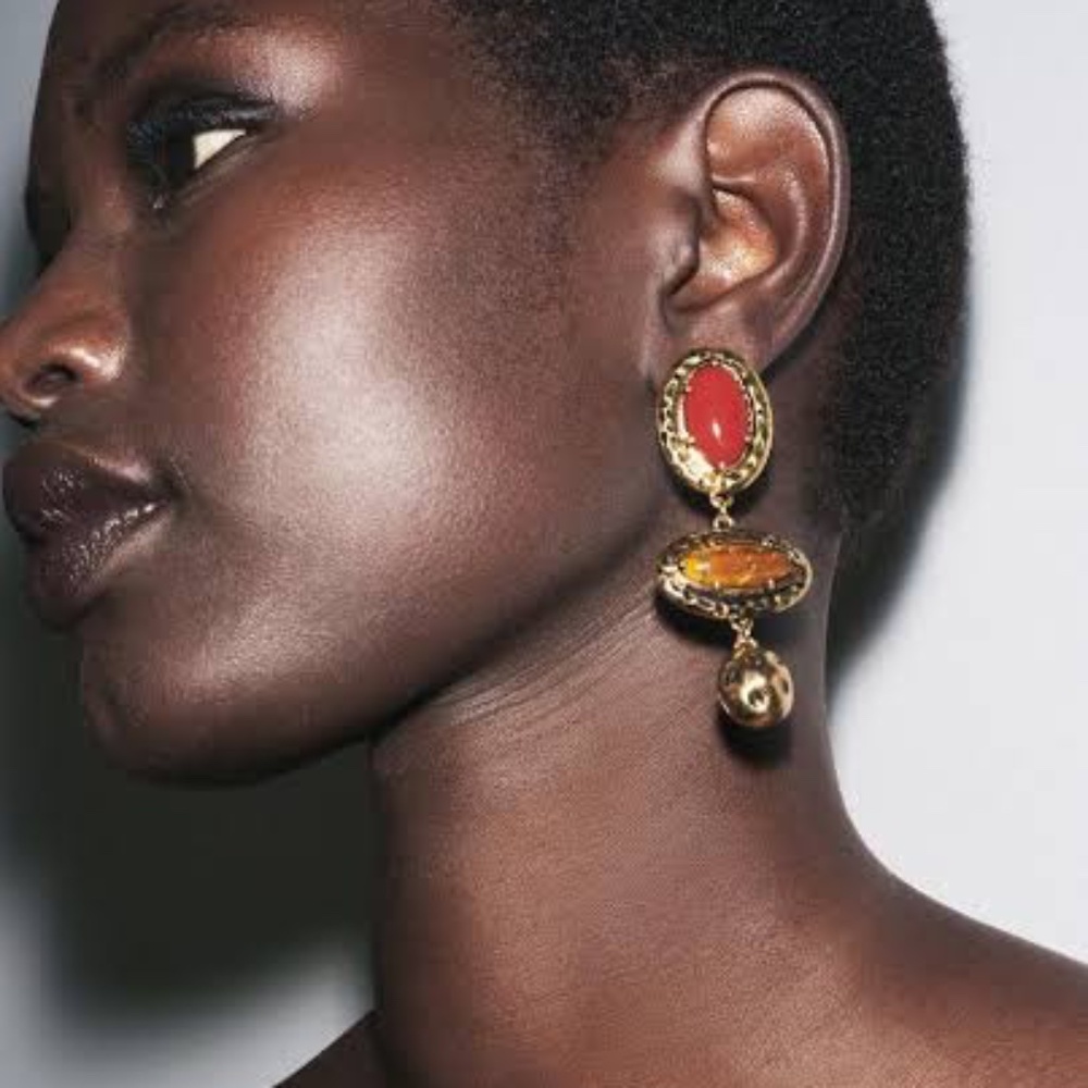 NWT Zara Textured Stone Earrings
